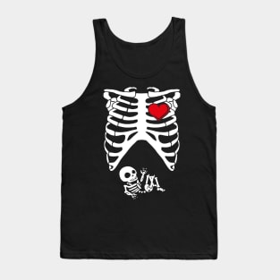 Spooky Skeleton Costume Pregnant Mommy Tank Top